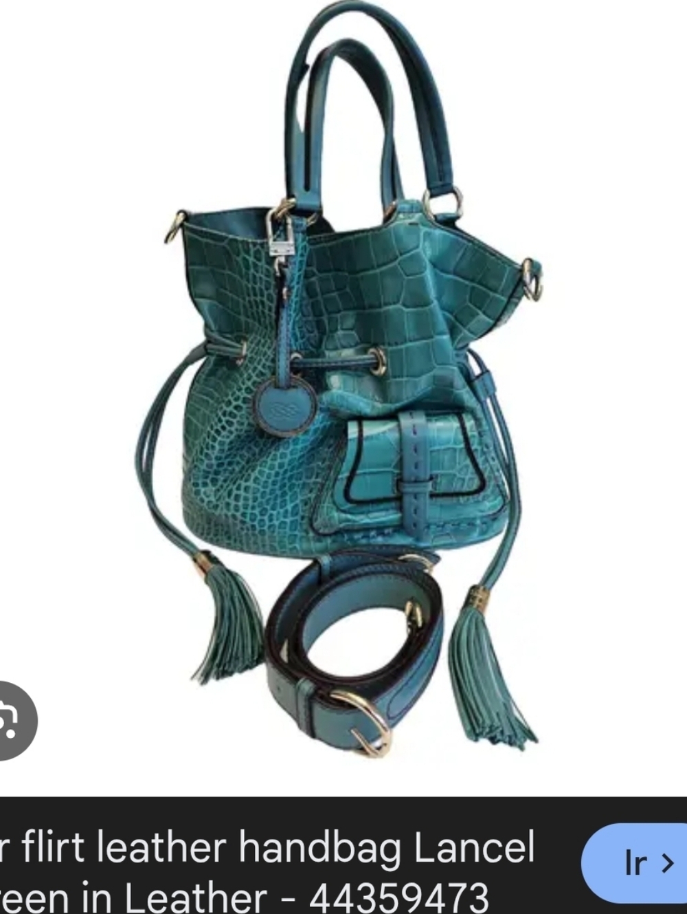 lancel  Paris Green Leather Tote Bag